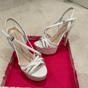 Chinese Laundry Elegant White Strappy Platform Heels